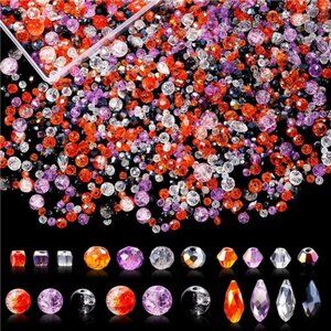 1000pcs Halloween Glass Beads for Jewelry Making Colorful Rainbow Craft Crystal